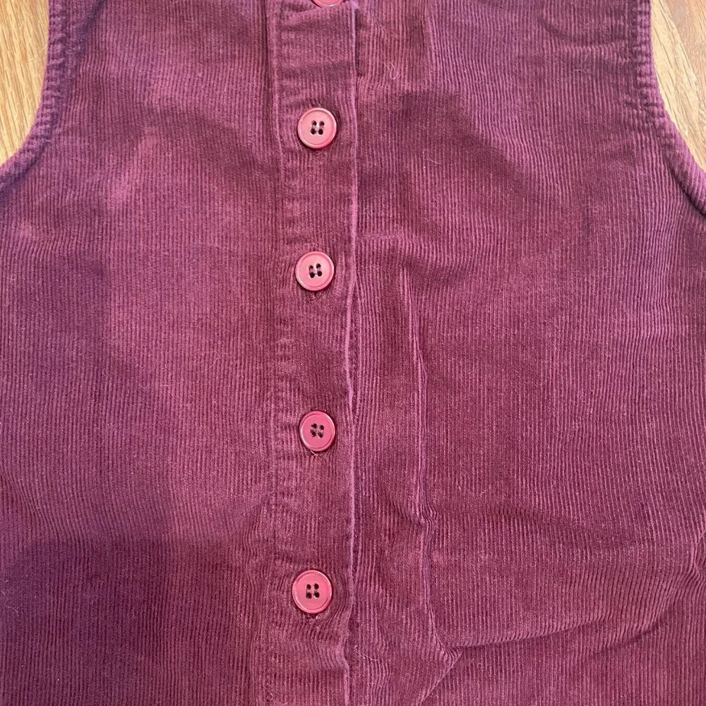 H&M Girls Jumper Dress Pink Burgundy Patchwork Corduroy Size 3-4Y